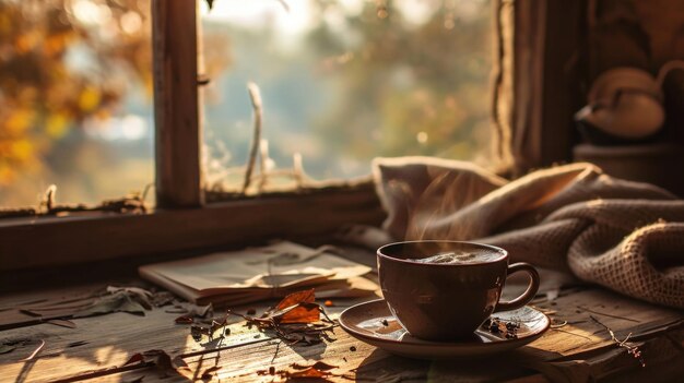 A Cup of Coffee Sitting on Top of a Wooden Table