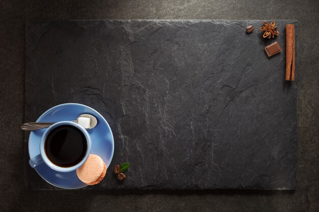 Cup of coffee and slate