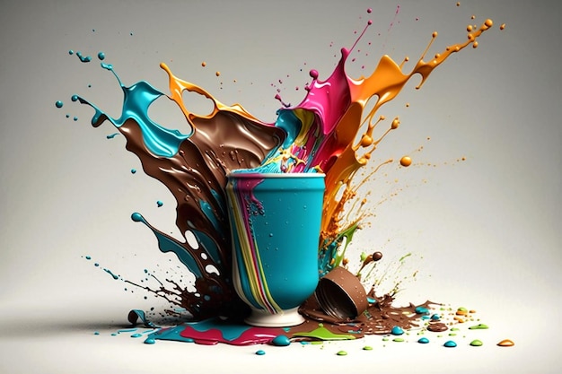 A cup of coffee and a splash of paint