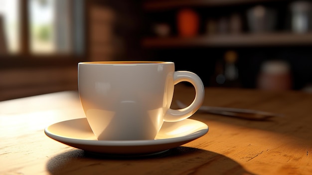 Foto una tazza di caffè sul tavolo di un bar si avvicina all'intelligenza artificiale generativa