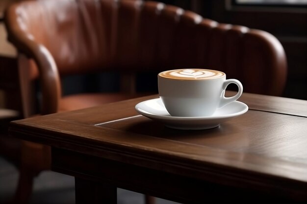 cup of coffee on table in cafe Generative AI