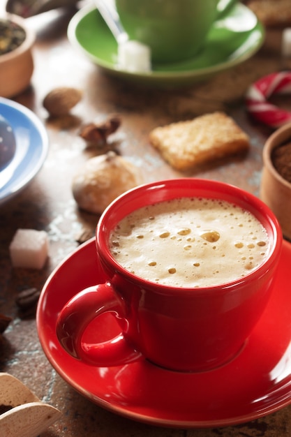 Cup of coffee on table