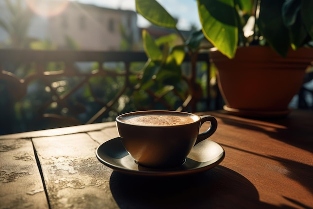 cup of coffee on a table