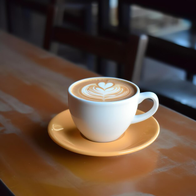 A cup of coffee on a table