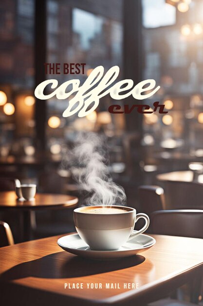 Photo a cup of coffee that says the best coffee over a cup or social media coffee flyer instagram post