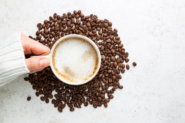 Vista dall'alto della tazza di caffè