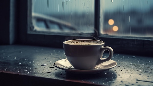 雨の日に体を温める一杯のコーヒー