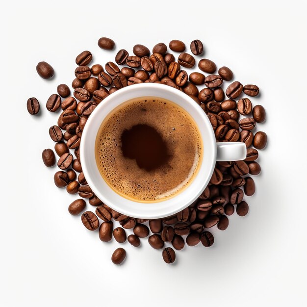 Photo cup of coffee on white background image