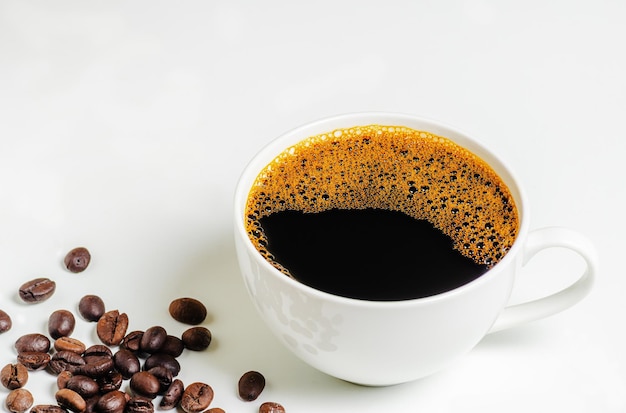 A cup of coffee on white background