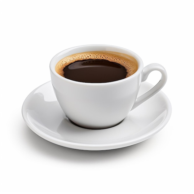 A cup of coffee on white background