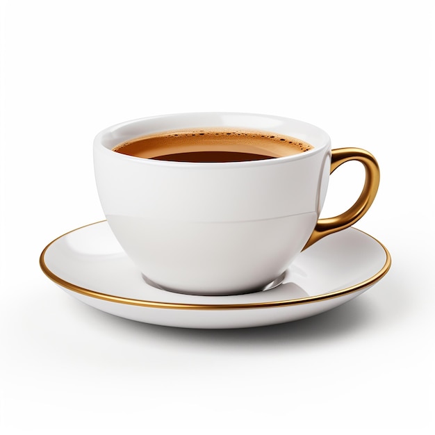 A cup of coffee on white background