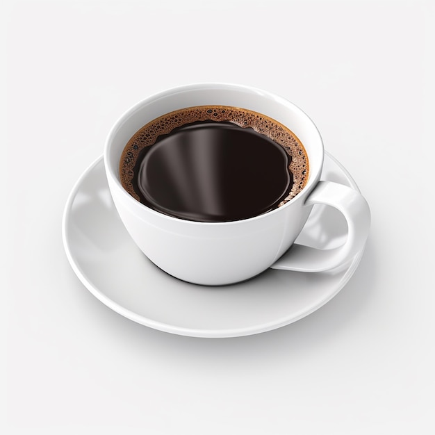 A cup of coffee on white background