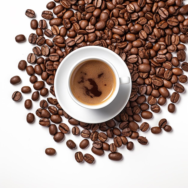 A cup of coffee on white background