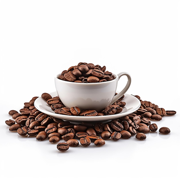 A cup of coffee on white background