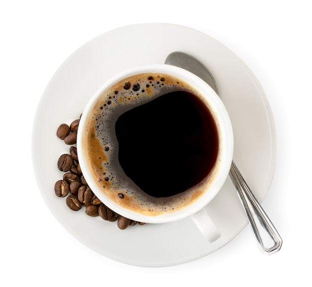 cup of coffee with beans