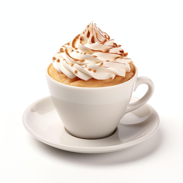 Cup of coffee with chantilly cream real photo