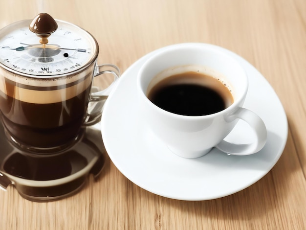 Чашка кофе с созданными часами