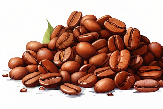 Photo cup of coffee with coffee beans closeup dark background