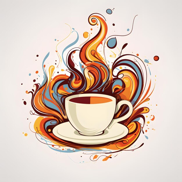 a cup of coffee with colorful swirls