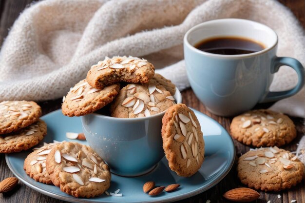 Foto una tazza di caffè con i biscotti.