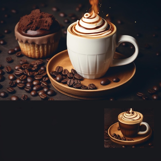 чашка кофе с чашкой кофе и чашкой кофе