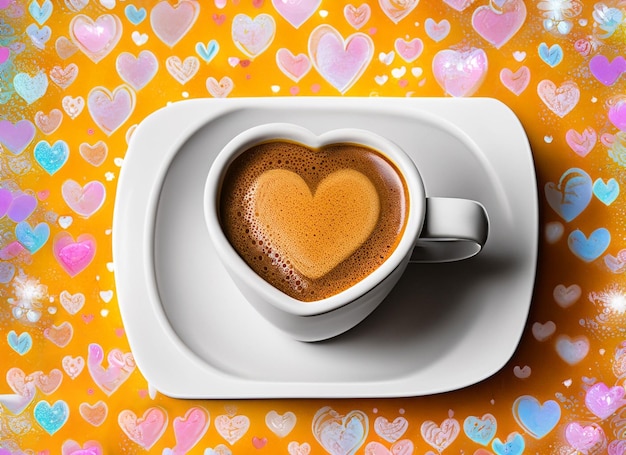 Photo cup of coffee with a drawn heart