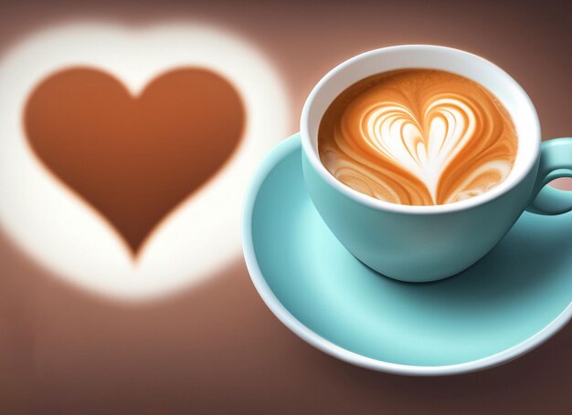 Cup of coffee with a drawn heart