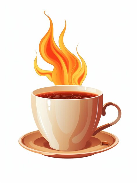 Photo a cup of coffee with a fire on it