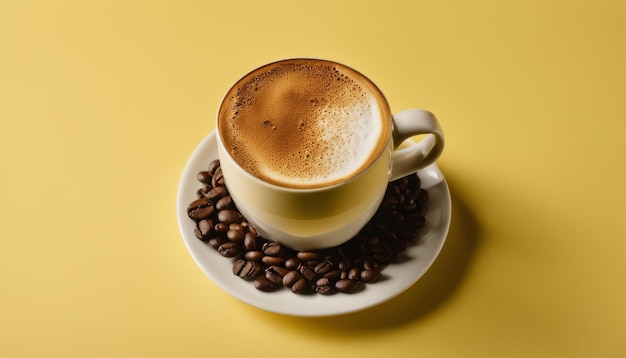 A cup of coffee with a foamy top