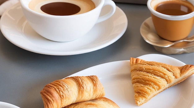 A cup of coffee with of freshly baked pastries