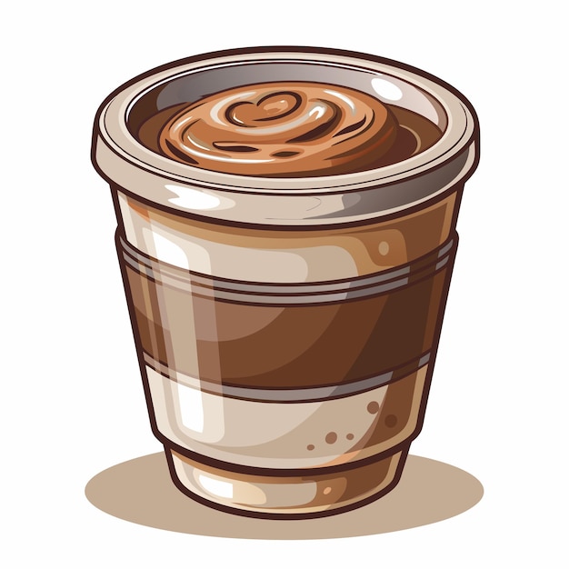 a cup of coffee with frothy milk drink vector illustration