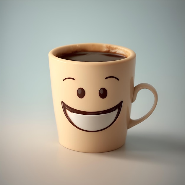 Cup of coffee with happy smile