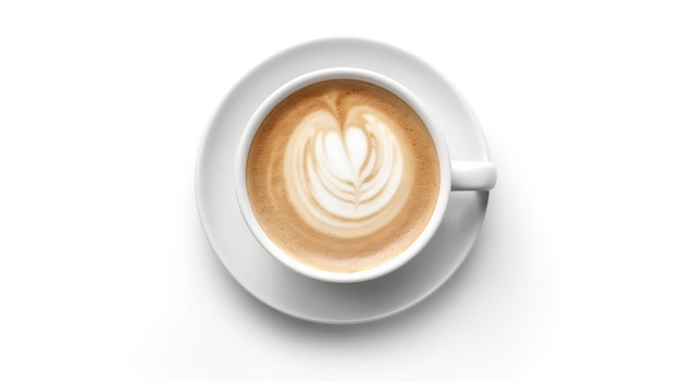 A cup of coffee with a heart design on the rim