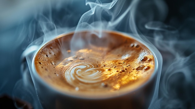 Чашка кофе с сердцем, нарисованным в пене.