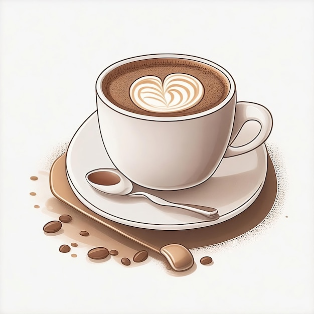 コーヒーの日のために頂上に心臓を描いたコーヒーカップ