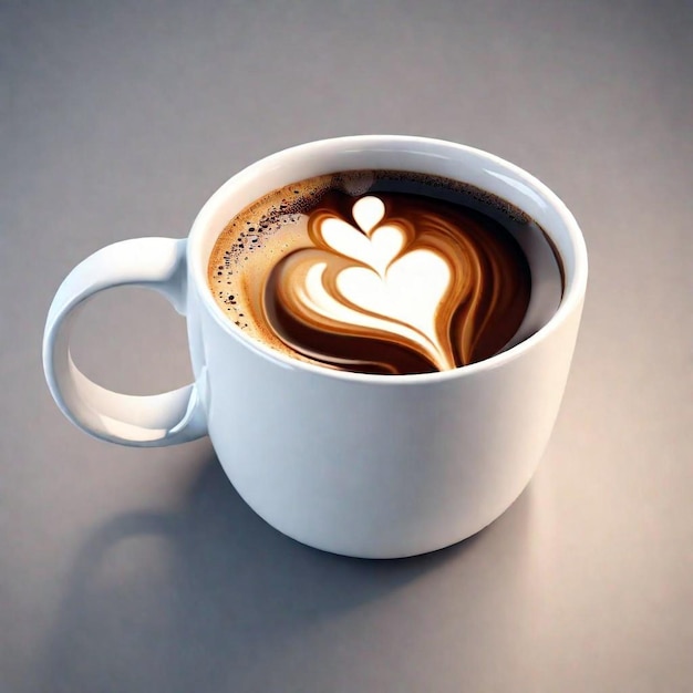 Photo a cup of coffee with a heart drawn on the top