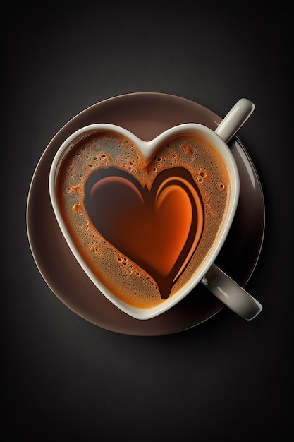 A cup of coffee with a heart shape on it