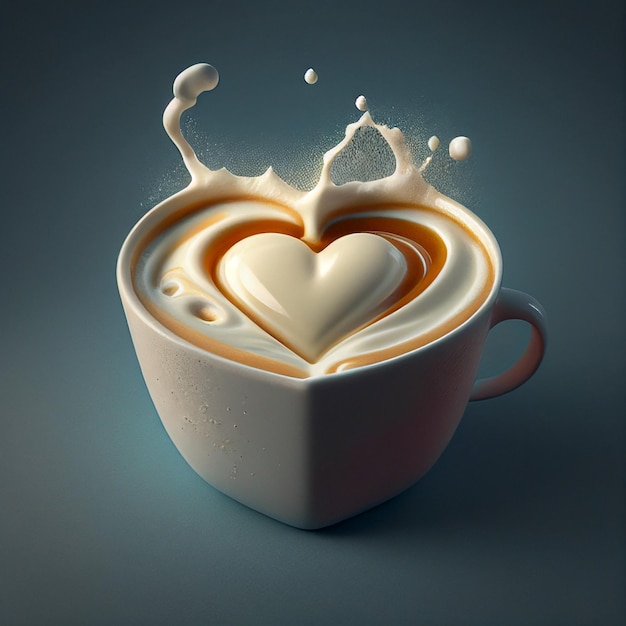 Photo a cup of coffee with a heart shape on it