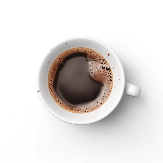 A cup of coffee with a heart shaped foam on the bottom.