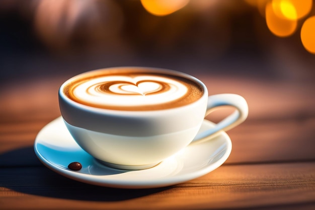 A cup of coffee with heart shaped foam