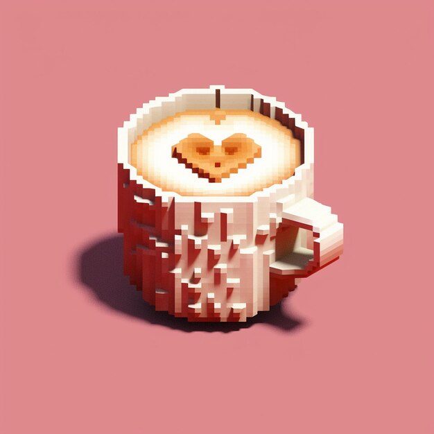 A cup of coffee with a heart shaped in the middle