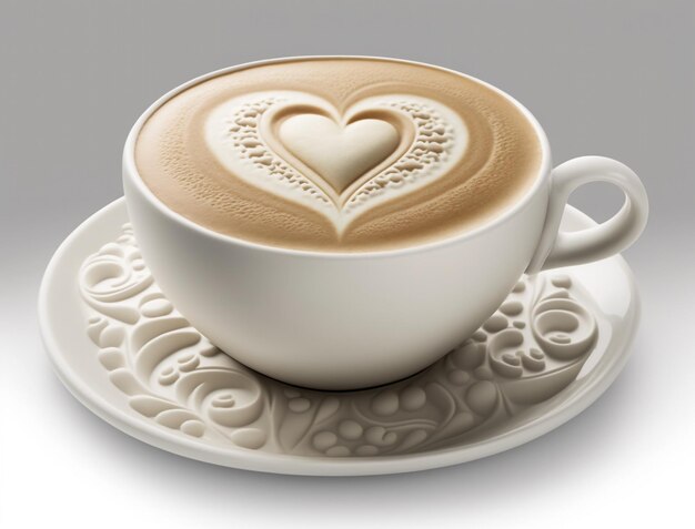 A cup of coffee with a heart on the top of it