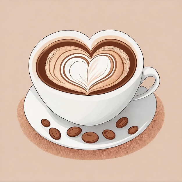 A cup of coffee with a heart on the top