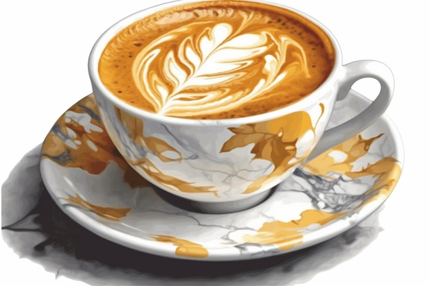 나뭇잎 무늬가 있는 커피 한 잔