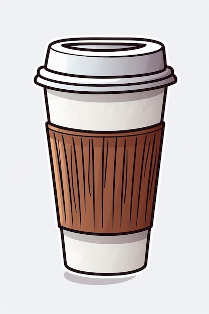 a cup of coffee with a lid on a white background