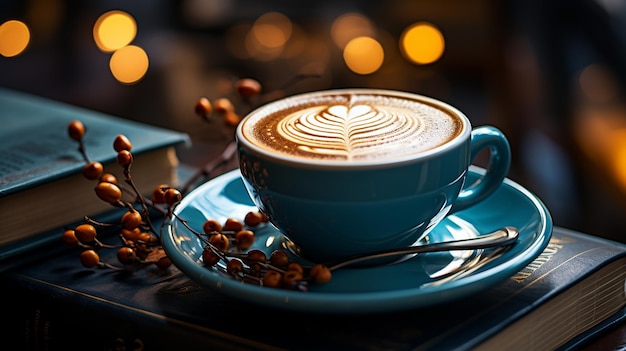 cup of coffee with marshmallows on table