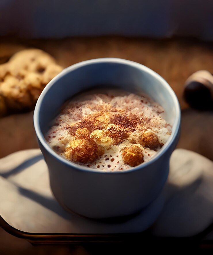 Photo cup of coffee with muesli