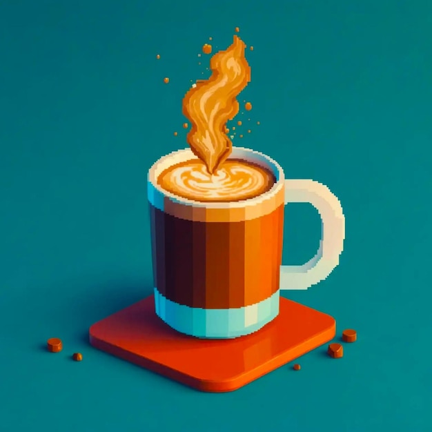 a cup of coffee with a picture of a hot drink in it