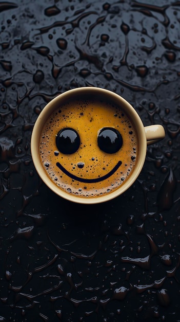 A cup of coffee with a smiley face darktable Chocolate day Valentines Day Valentines week