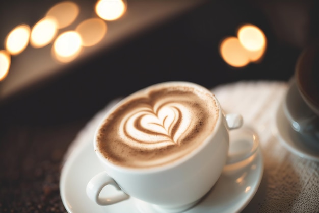 A cup of coffee with smoke on the background of a fire.